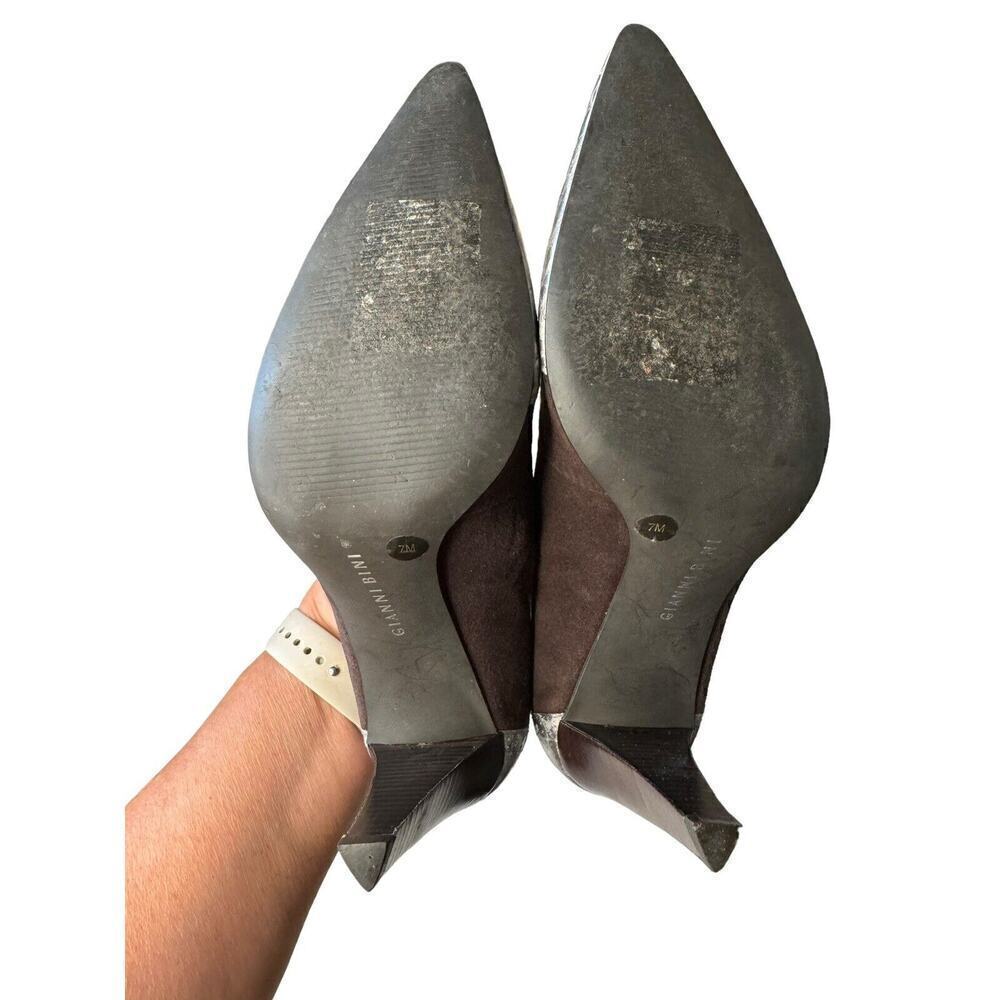 Gianni Bini Chocolate Brown Silver Cone Heel Pumps 7 M Stiletto - Picture 8 of 8